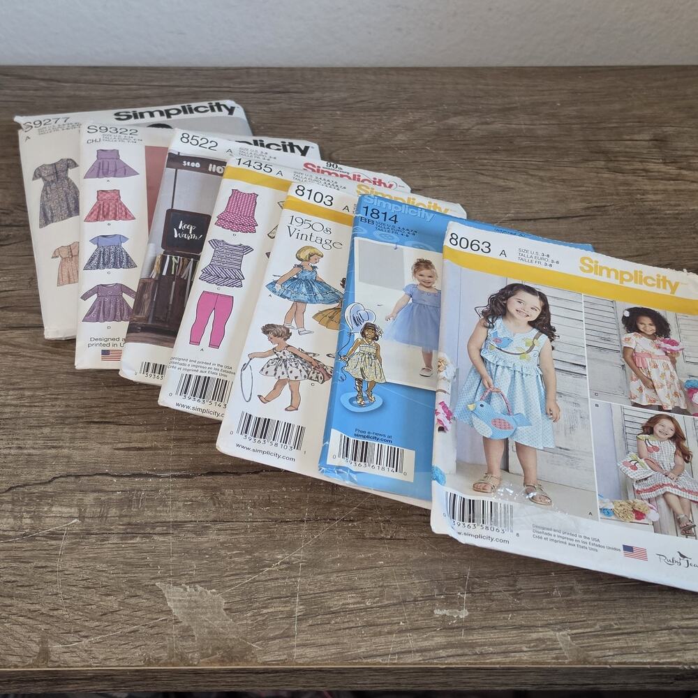 Lot of 7 Cut Sewing Patterns Simplicity Youth Girls Dresses